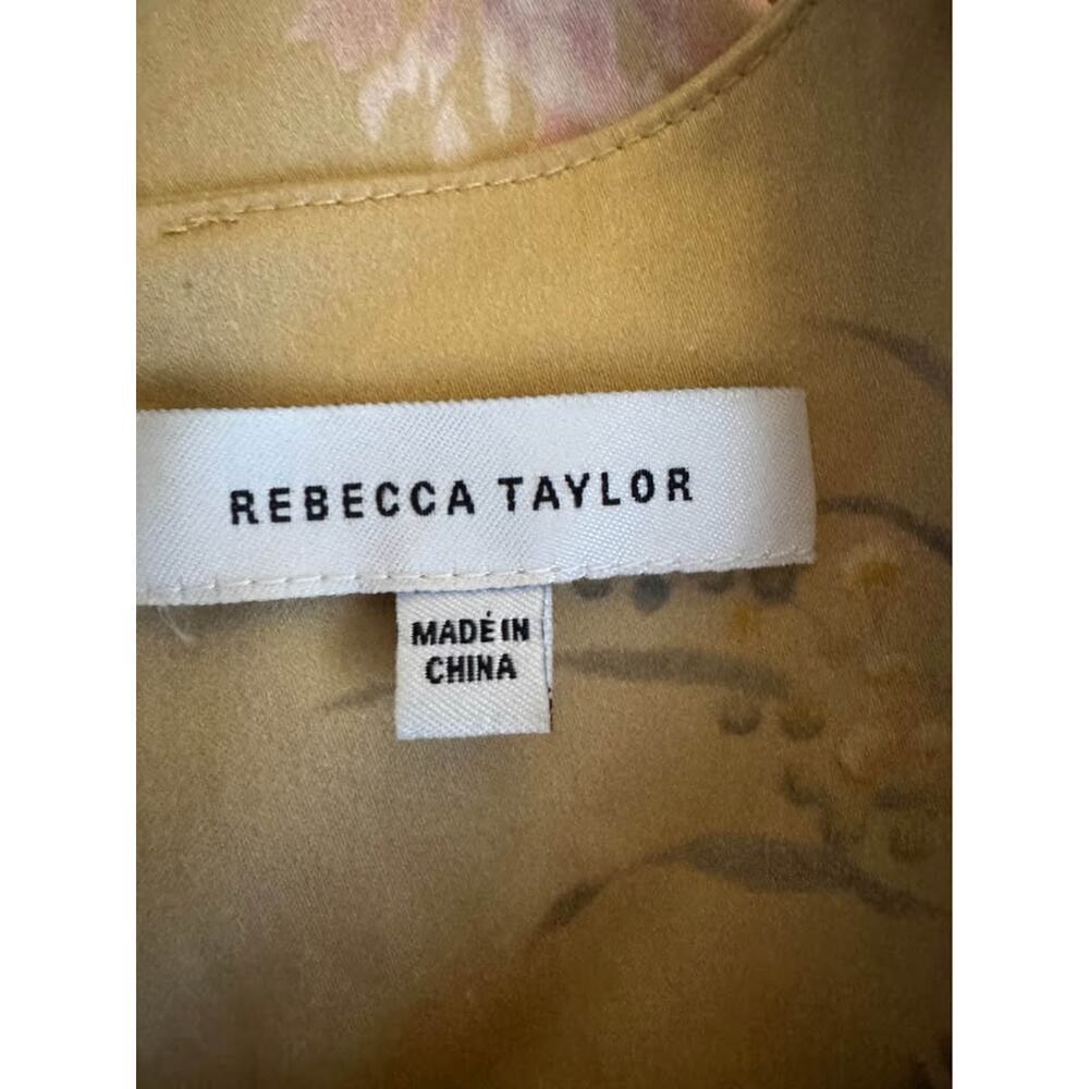 Rebecca Taylor Women’s Medium Sylvie Fleur Yellow Floral Puff Sleeve Top - Picture 8 of 9